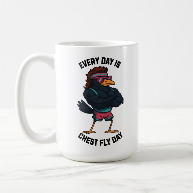 Mug Every Day Is Chest Fly Day – Funny Crow Workout (Gauche)