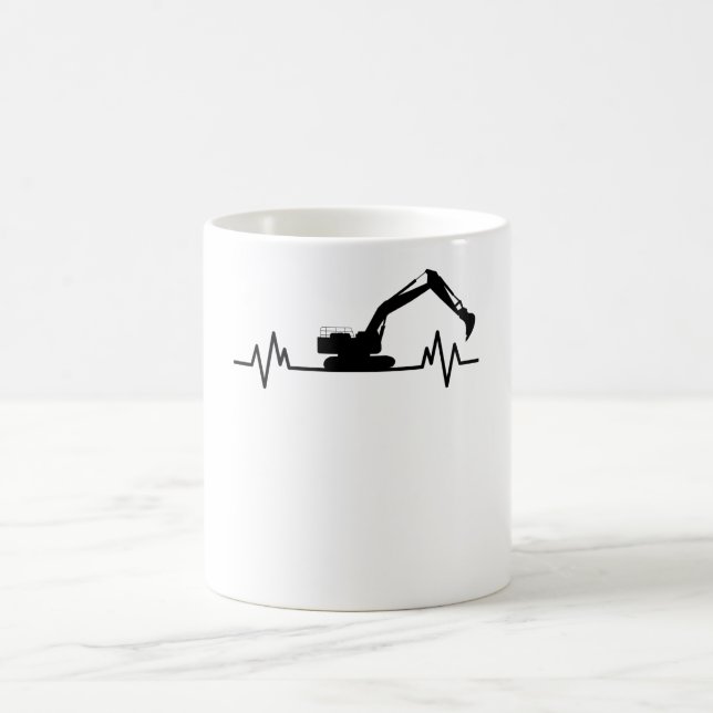Mug Excavateur Heartbeat Motif Constructeur Cadeau (Centre)