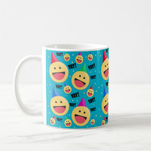 Mug Excité Happy YAY Emojis dans les fêtes Casquettes