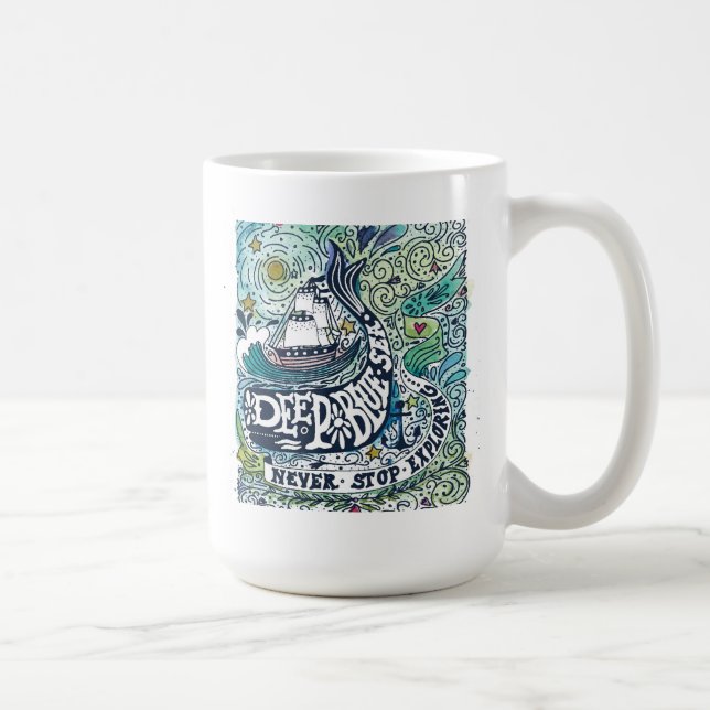 Mug Explorer bleu profond d'arrêt de la mer |Never (Droite)