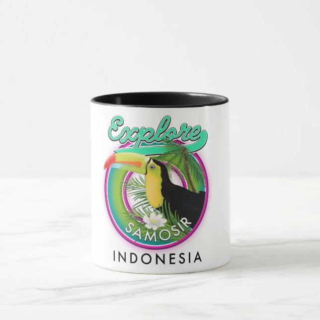 Mug explorer le logo voyage de Samosir indonesia (Centre)