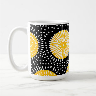 Mug Explosion de gribouillis noir jaune et blanc