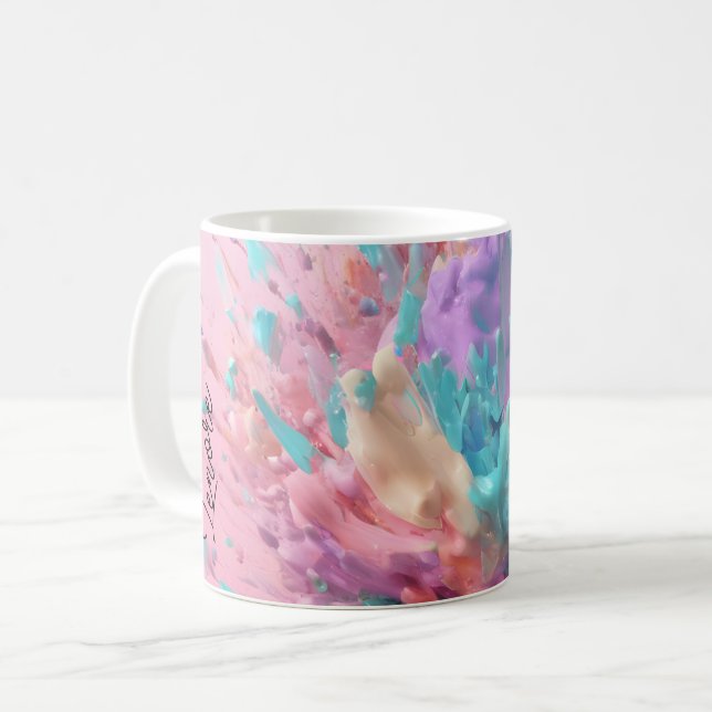 Mug Explosion Peinture Abstraite rose Turquoise Lilac (Devant gauche)