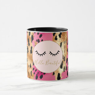 Mug Eyelashes Girls rose Glam Black Gold Leopard