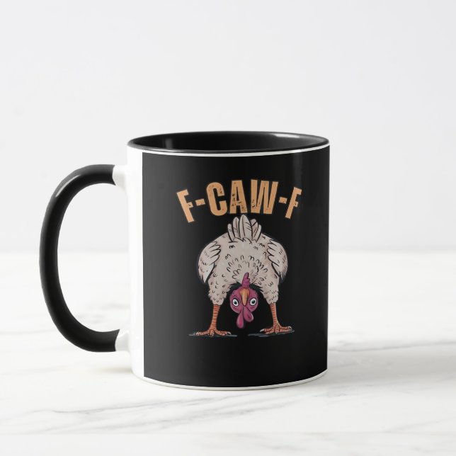 Mug F Caw F Funny Chicken Classic Retro Cool Style (Gauche)