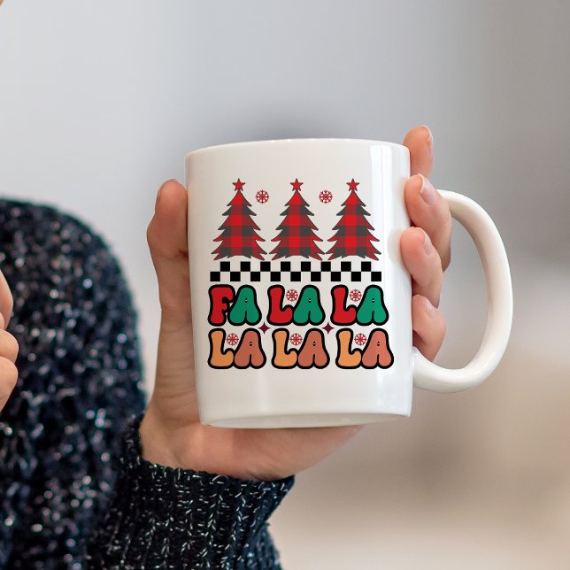 Mug Fa la la Retro Vacances de Noël Super (Fa la la la Retro Groovy Christmas Holidays Coffee Mug)
