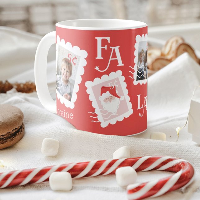 Mug Fa La Santa Claus Photo Timbre de l'affiche de Noë (Créateur téléchargé)
