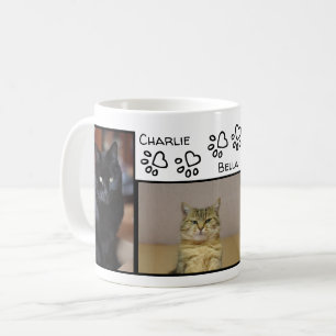 Mug Fab Empreinte de patte Hearts Trois Chats Noms et 