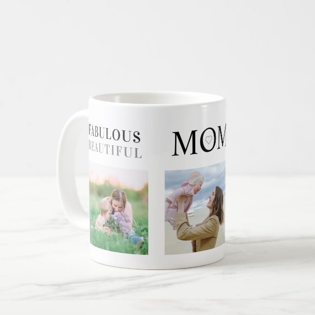 Mug Fabulous Mom Family Photo Collage Moderne (Devant gauche)
