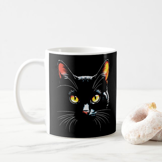 Mug Face du chat noir (Avec donut)