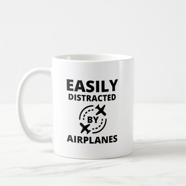 Mug Facilement distrait par les avions amusant pilote  (Gauche)