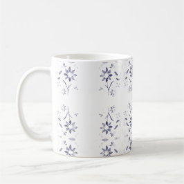 Mug Faded Blue and White Floral Pattern
