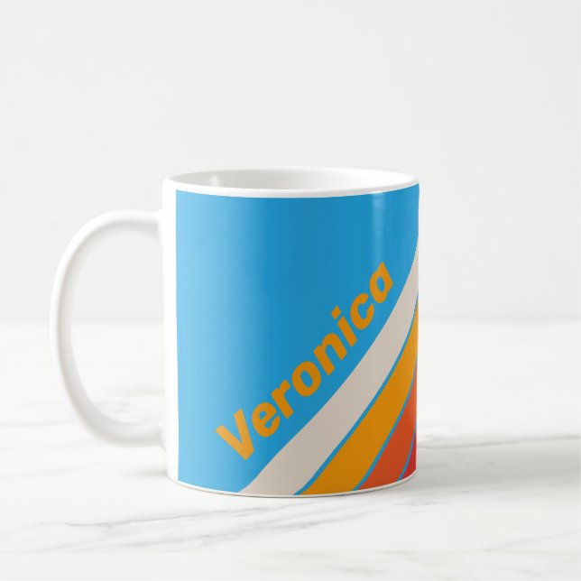 Mug Faded Surf Blue Stripes with Name (Gauche)