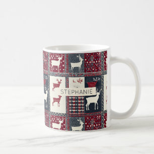 Mug Fair Isle Patchwork Renne rustique (2)