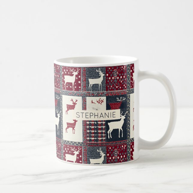 Mug Fair Isle Patchwork | Renne rustique (2) (Droite)