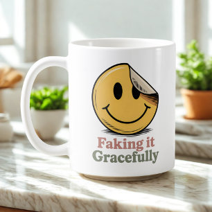 Mug Faire semblant avec grâce Humour de survie consc