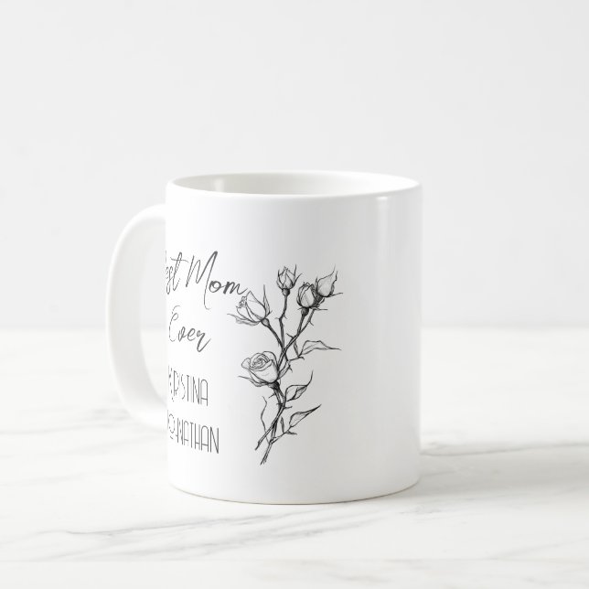 Mug Fairy conte rose noir et blanc mères jour (Devant gauche)