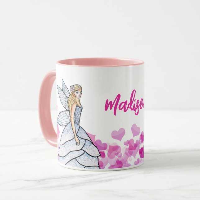 Mug Fairy Princess Pink Hearts Illustration de mode (Devant gauche)