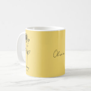 Mug Faisée Jaune Personnalisée Avril Nom Personnalisé 