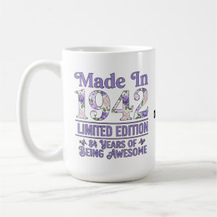 Mug Fait dans les années 1942 Floral 84e anniversaire 