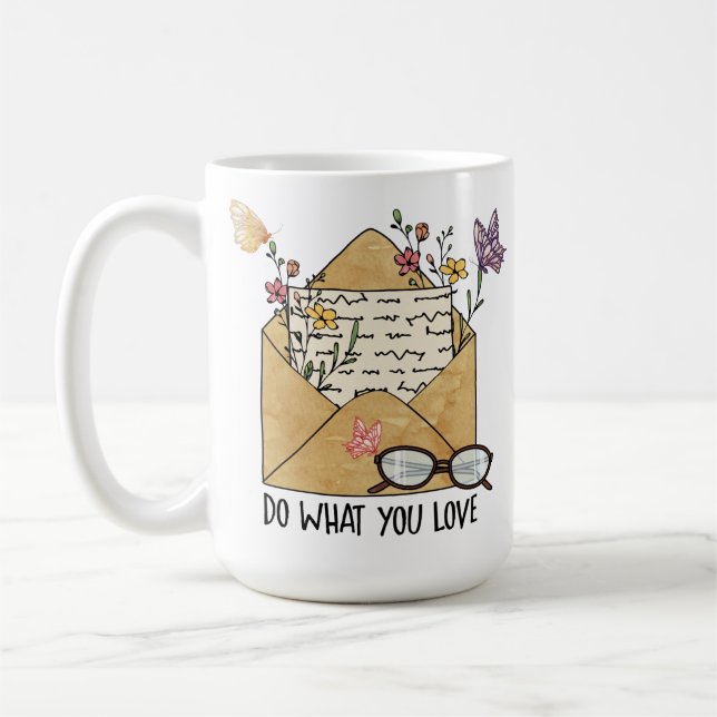 Mug Faites ce que vous aimez les lunettes de papillons (Gauche)