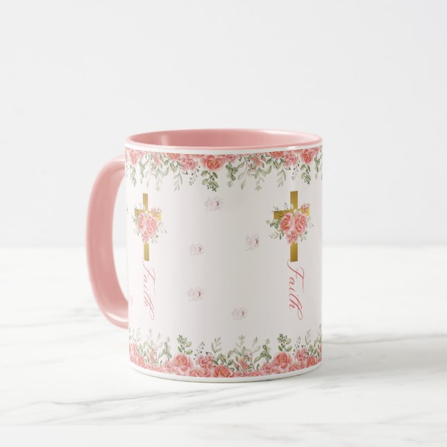 Mug Faith Cadeau Floral Cross (Devant gauche)