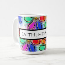 Faith Hope Love Artsy Aquarelle Fleurs Motif