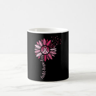 Mug Faith Hope Love Sunflower Cancer du sein Sensibili