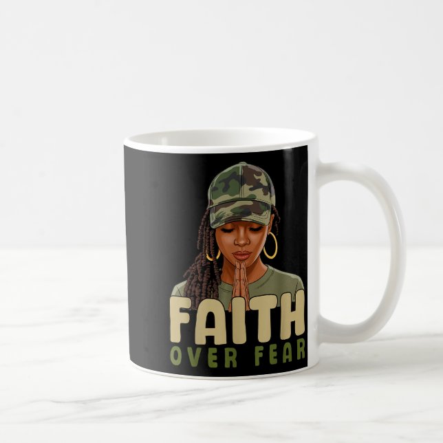 Mug Faith Over Fear Christian Camo African American Af (Droite)