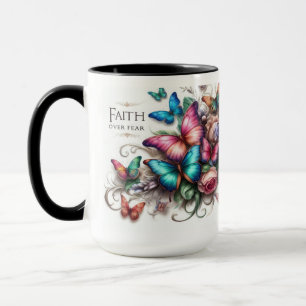 Mug Faith Over Fear" Vibrant Butterfly Mug
