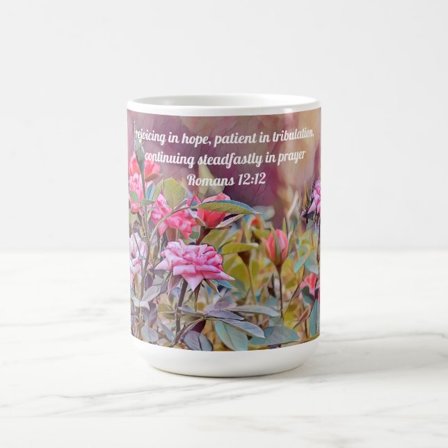 Mug Faith Rejoice, Hope Flower Bible Verse Muse (Centre)
