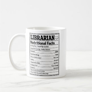 Mug Faits nutritionnels de bibliothécaire Livre drôle 