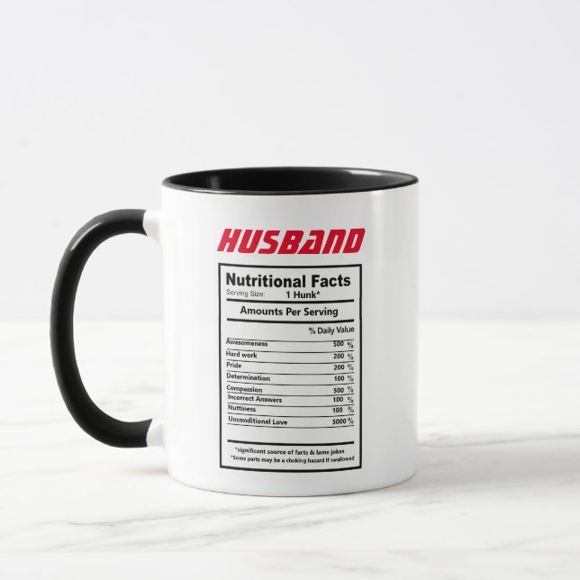 Mug Faits nutritionnels du mari plaisanteries Puns Drô (Gauche)