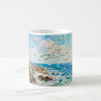 Mug Falaise impressionniste de la côte avec mouette –