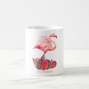 Mug Fallmingo Flamant rose Automne Citrouille Aquarell