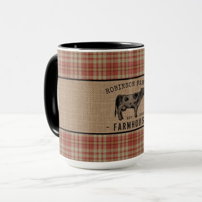Mug Famille Agritourisme Vache Russe Rouge Plaid Burla (Devant gauche)