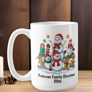Mug Famille de bonhomme de neige festif en pain d'épic