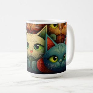 Mug Famille de chats couleur Whimsical 4a