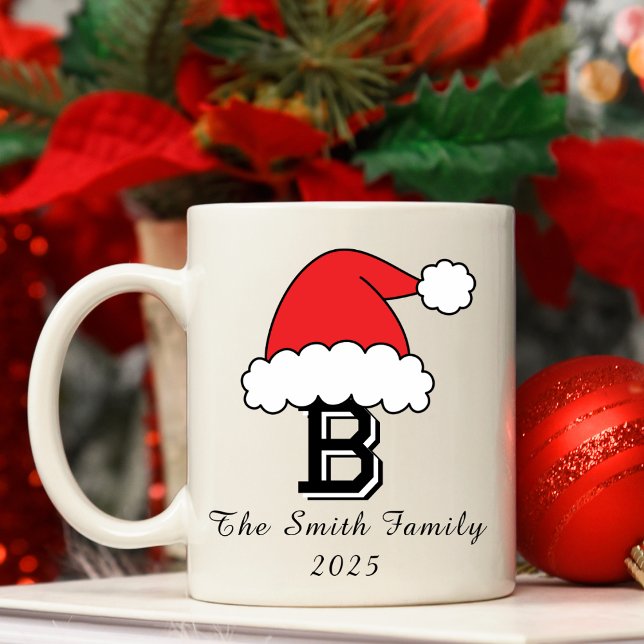 Mug Famille de Monogrammes personnalisés Noël de Noël (Personalized Monogram Family Christmas Coffee Mug
)