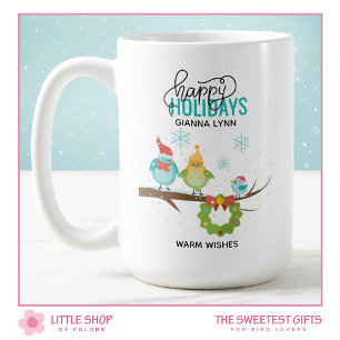 Mug Famille d'oiseaux d'hiver Noël personnalisé