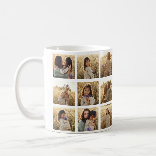 Mug Famille multiphoto coeur citation élégant (Gauche)