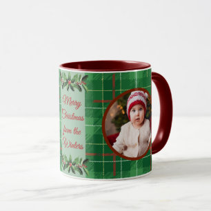 Mug Famille personnalisée Noël vert Plaid