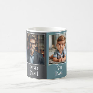 Mug Famille personnalisée Quatre Photo Collage bleu Gr