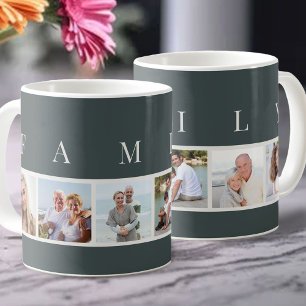 Mug FAMILLE Typographie moderne et 6 photo sur mesure
