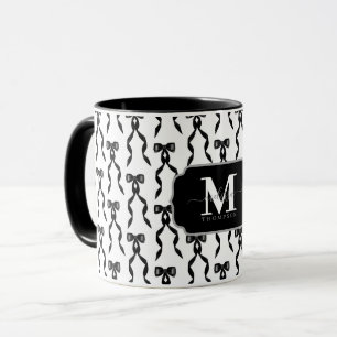 Mug Fancy Black Bow Monogramme
