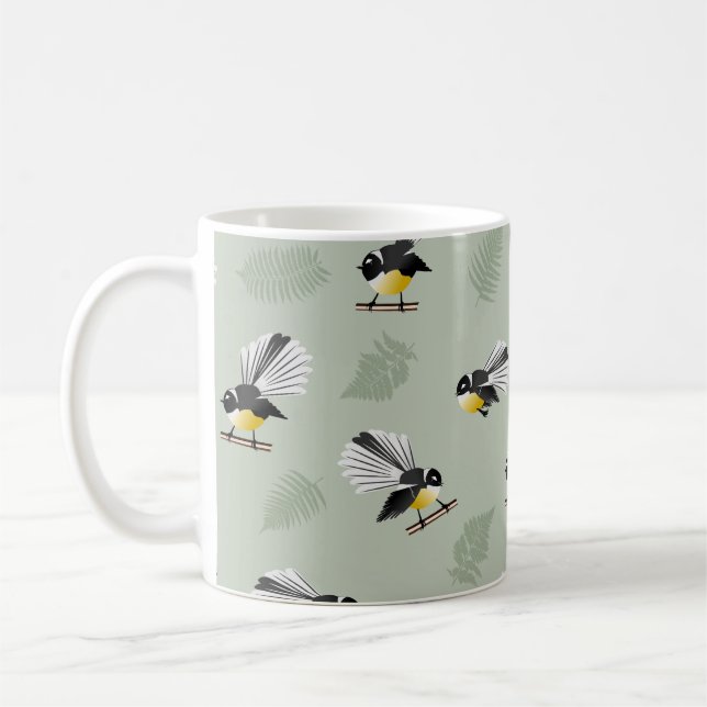Mug Fantail NZ Motif d'oiseaux indigènes (Gauche)
