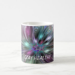 Mug Fantaisie Abstraite Moderne Fleur Fractale Colorée