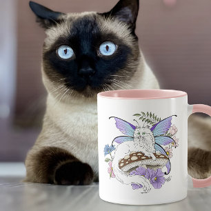 Mug Fantaisie Pastel Chat Féerique Tigré Floral