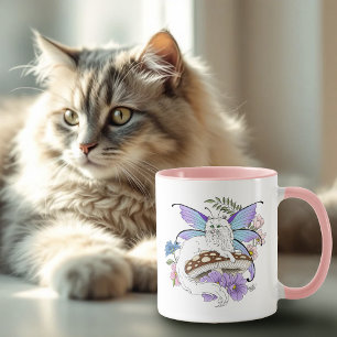 Mug Fantaisie Pastel Chat Féerique Tigré Floral