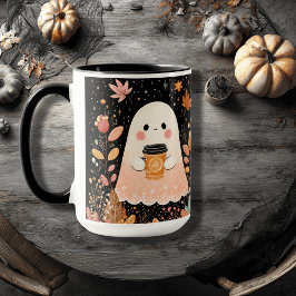 Mug Fantôme d'automne mignon avec café Citrouille - au